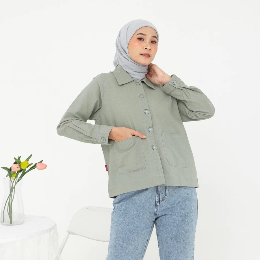 RILLEY - Blazer Angel Semi Crop Outer Wanita