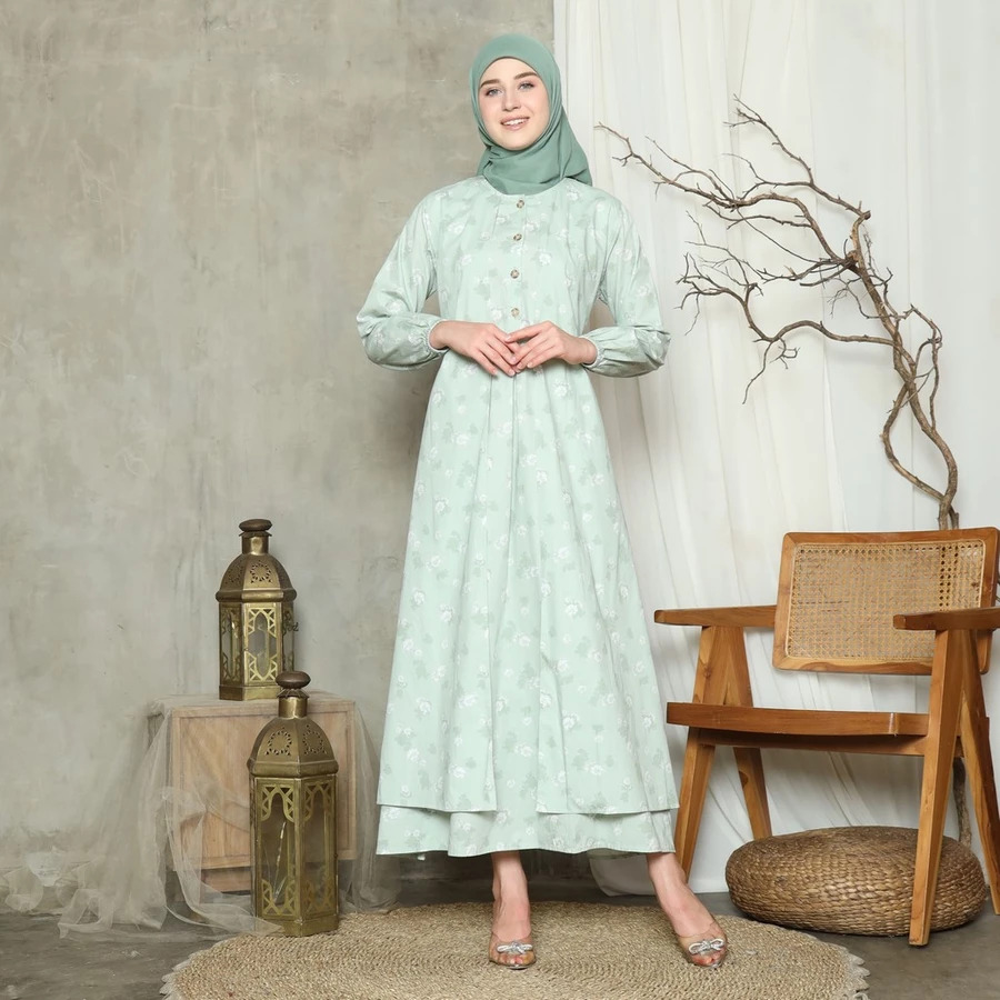 RILLEY - Gamis Mustika | Dress Panjang Muslim Wanita | Gamis Wanita Terbaru Bahan Poplin